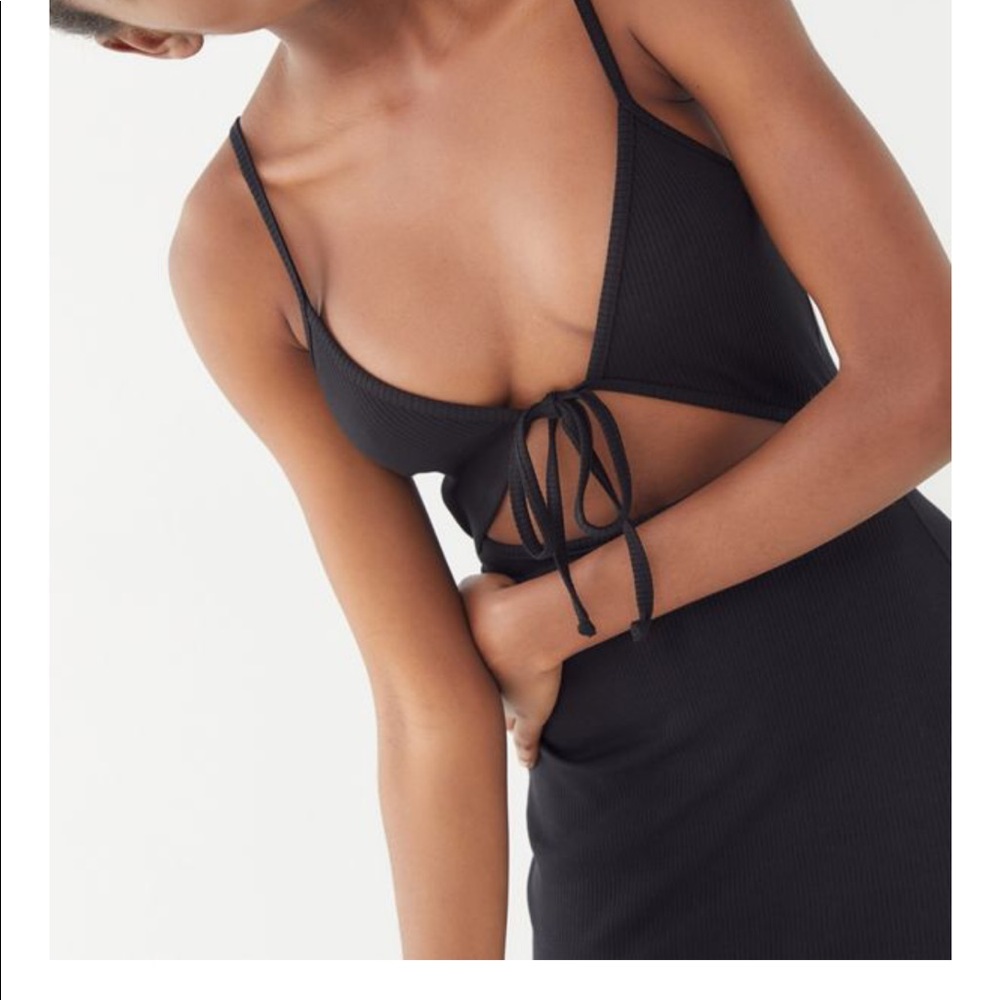 URBAN OUTFITTERS Ribbed tie front mini dress